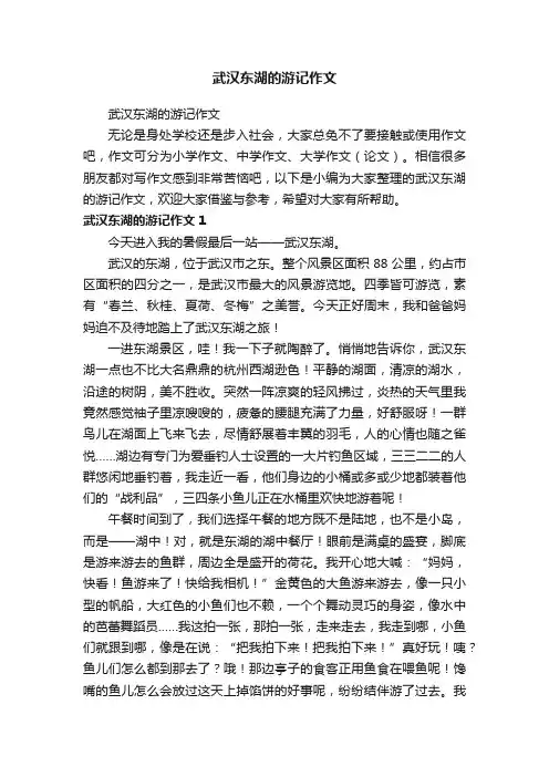 武汉东湖的游记作文