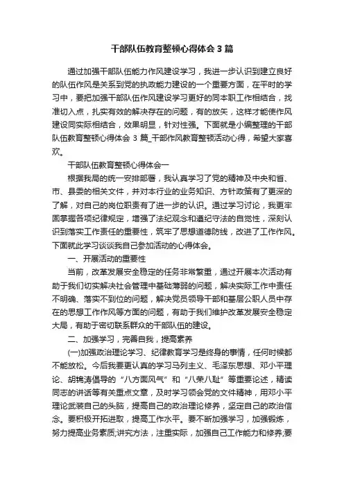 干部队伍教育整顿心得体会3篇