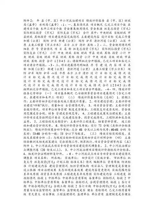 中小河流项目绩效评价报告