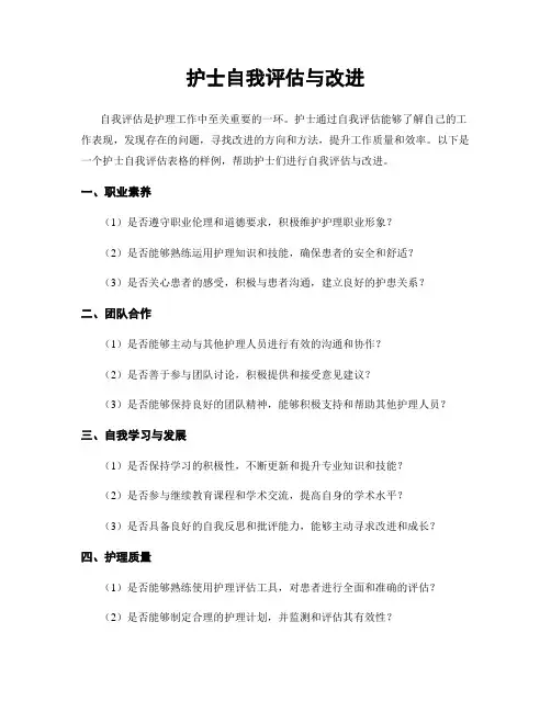 护士自我评估与改进