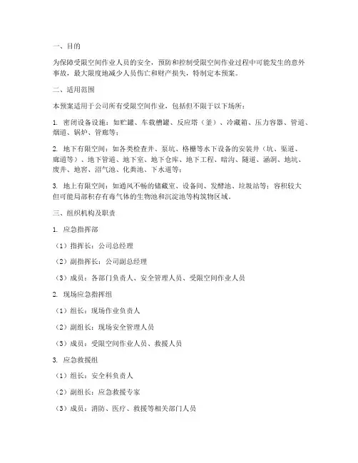 受限空间作业应急预案