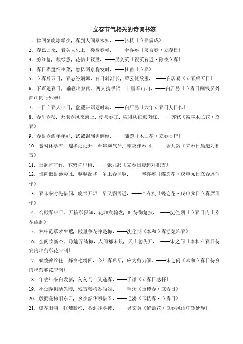 立春节气相关的诗词书签