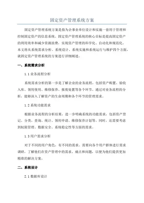 固定资产管理系统方案