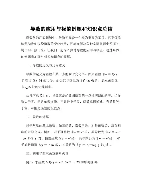 导数的应用与极值例题和知识点总结