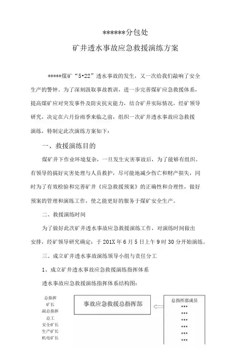 矿井透水事故应急救援演练方案