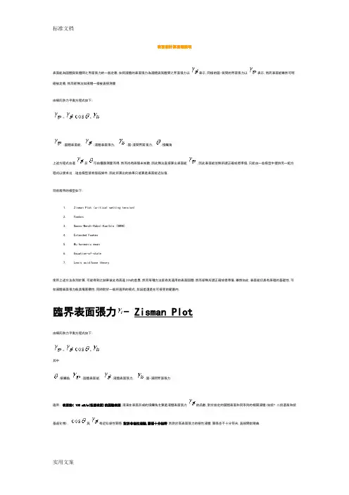 表面能计算原理说明书