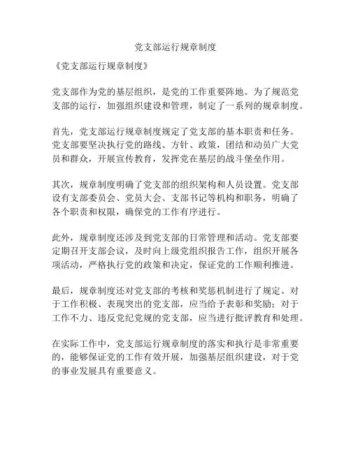 党支部运行规章制度