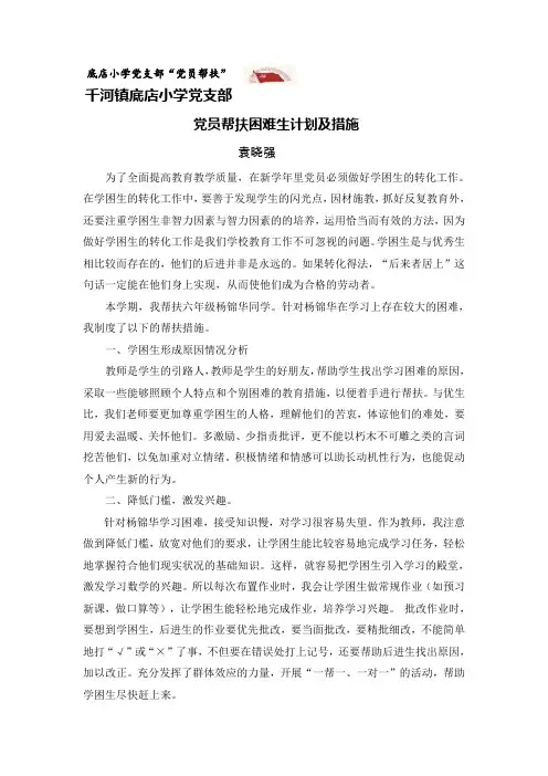 党员帮扶计划