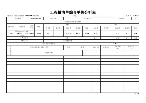 表09 工程量清单综合单价分析表(主要材料)