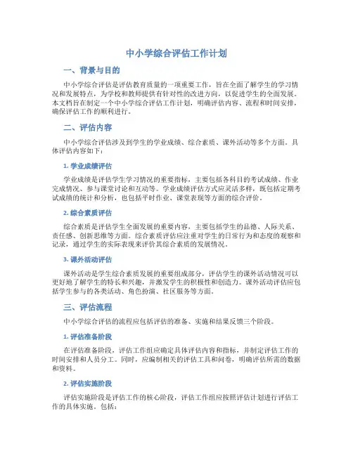 中小学综合评估工作计划