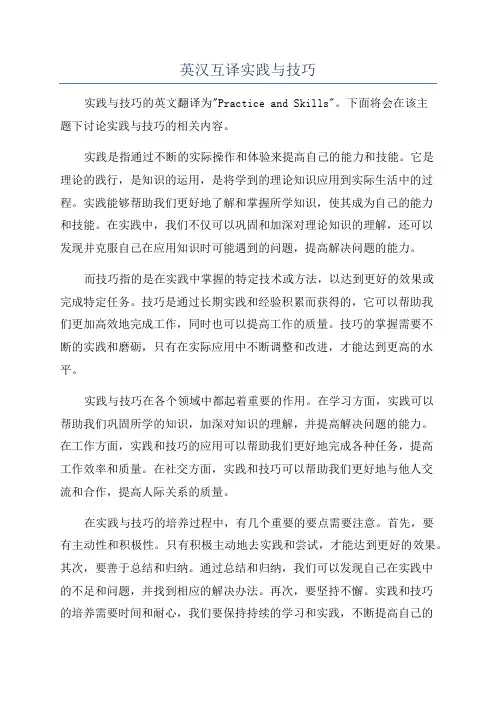 英汉互译实践与技巧