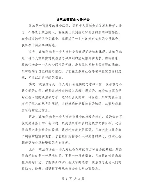 讲政治有信念心得体会