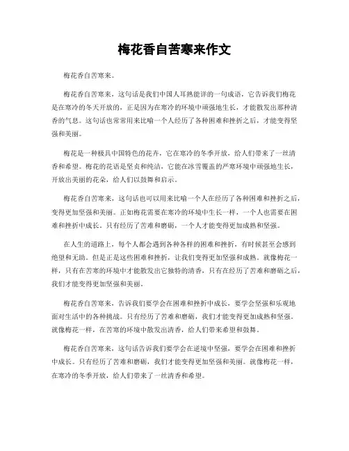 梅花香自苦寒来作文