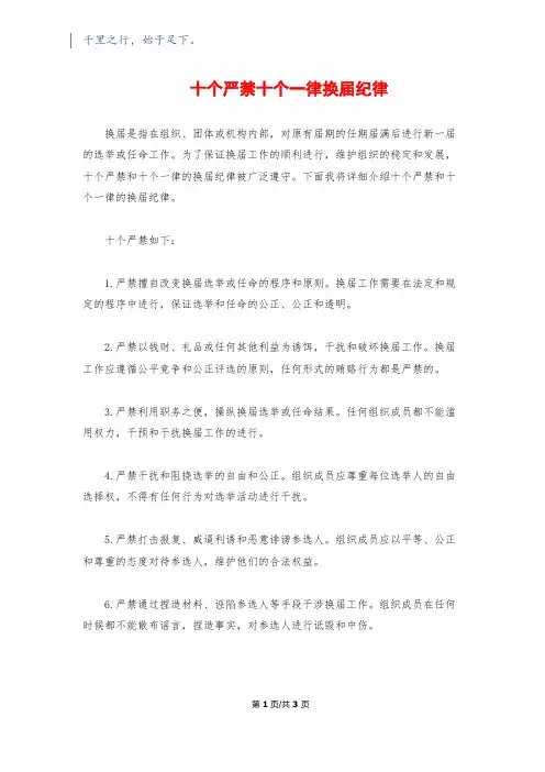 十个严禁十个一律换届纪律