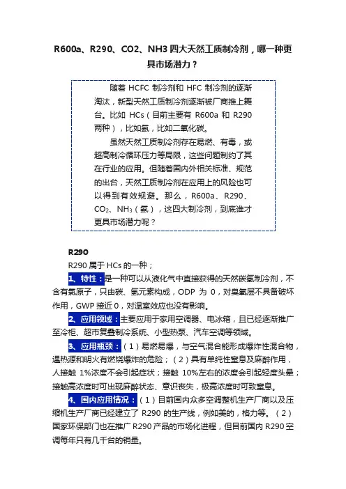 R600a、R290、CO2、NH3四大天然工质制冷剂，哪一种更具市场潜力？