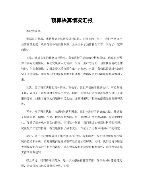 预算决算情况汇报