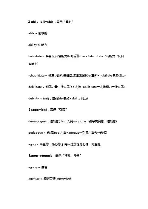 英语动词名词及形容词常见词缀