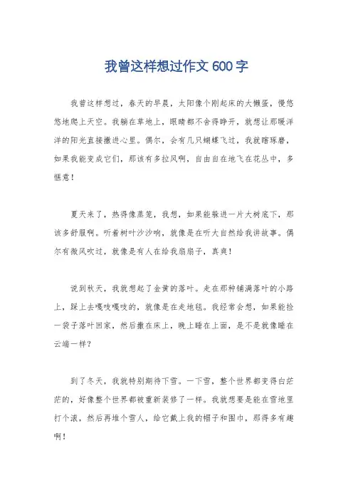 我曾这样想过作文600字