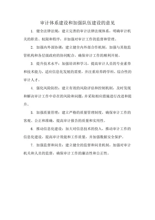 审计体系建设和加强队伍建设的意见
