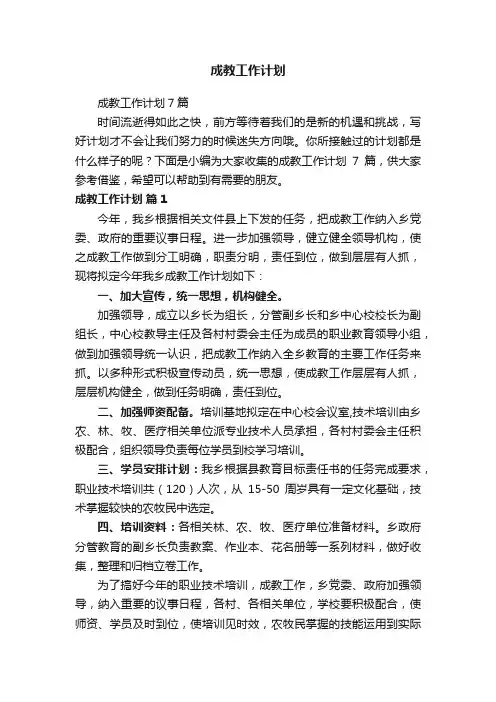 成教工作计划