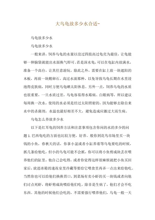 大乌龟放多少水合适--乌龟放多少水