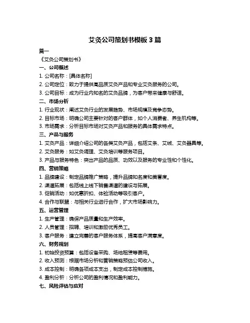 艾灸公司策划书模板3篇