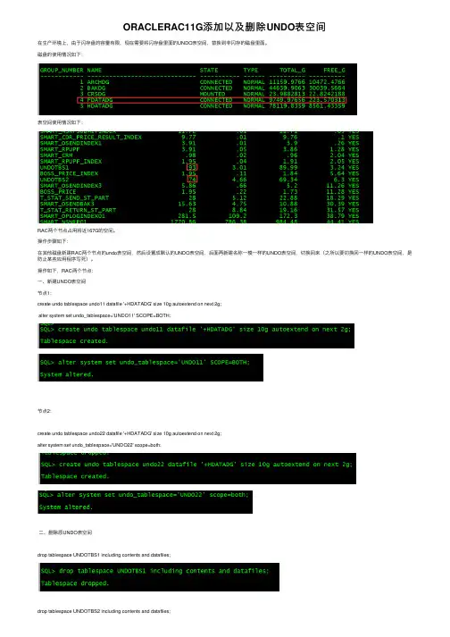ORACLERAC11G添加以及删除UNDO表空间