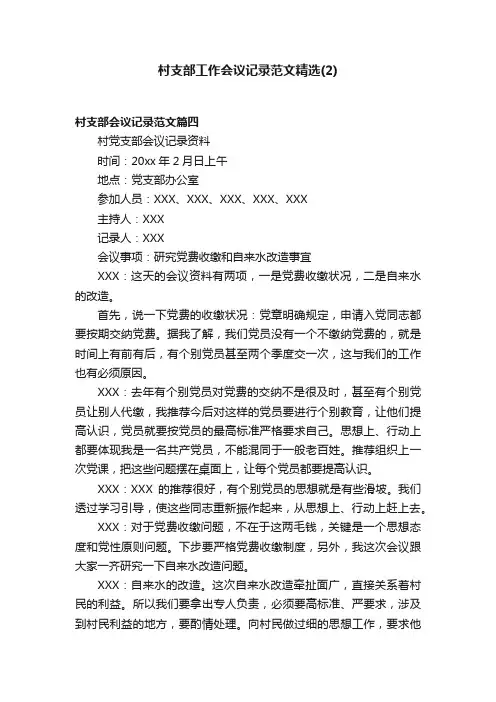 村支部工作会议记录范文精选（2）