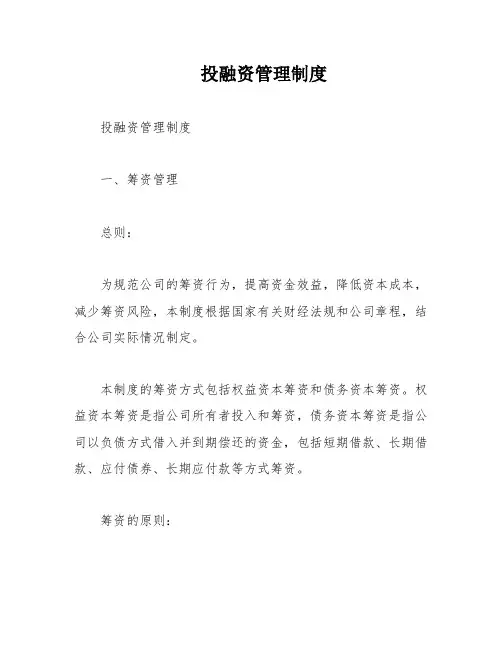 投融资管理制度