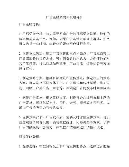 广告策略及媒体策略分析