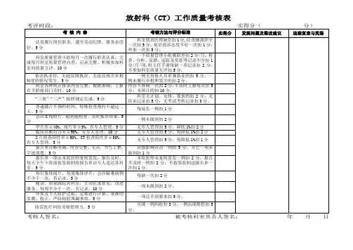 放射科(CT)工作质量考核表