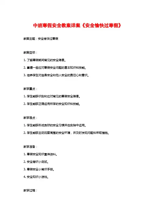 中班寒假安全教案详案《安全愉快过寒假》 (2)