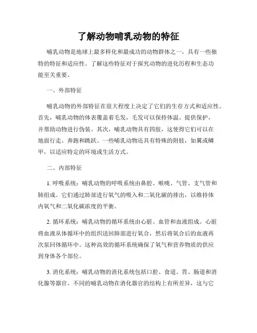 了解动物哺乳动物的特征