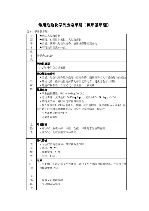 常用危险化学品应急手册(氯甲基甲醚)