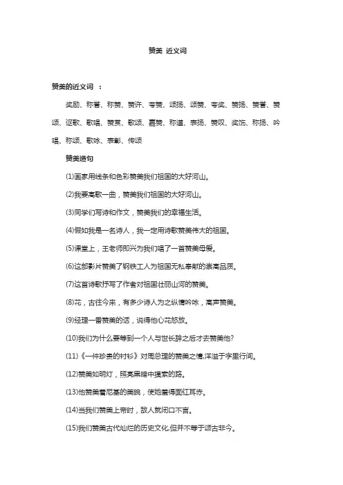 赞美 近义词