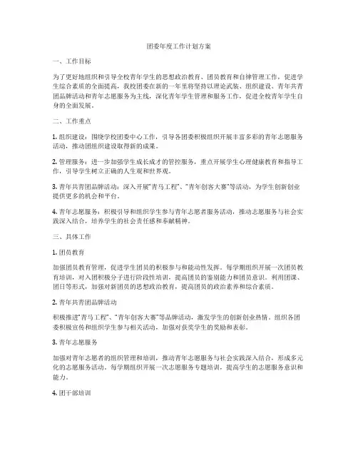 团委年度工作计划方案