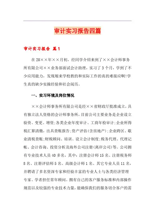 【精选汇编】审计实习报告四篇