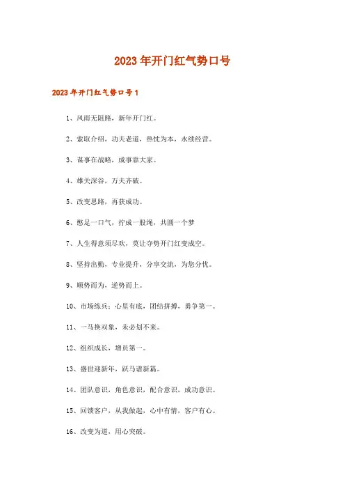 2023年开门红气势口号