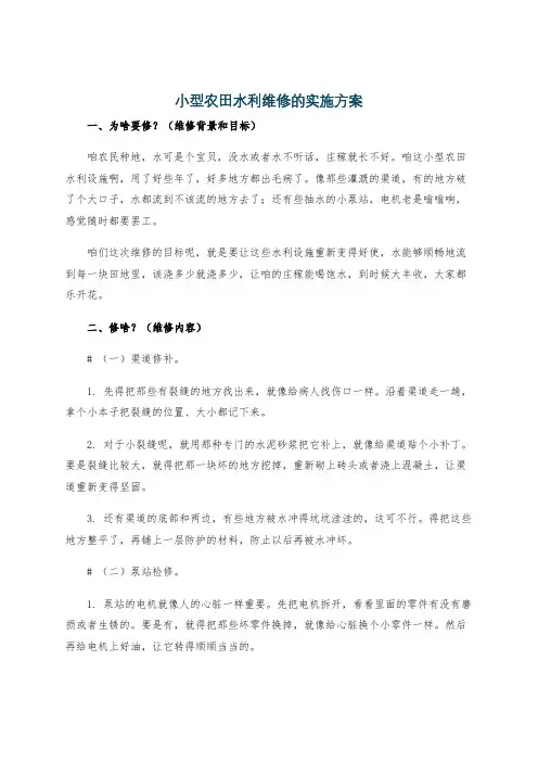 小型农田水利维修的实施方案