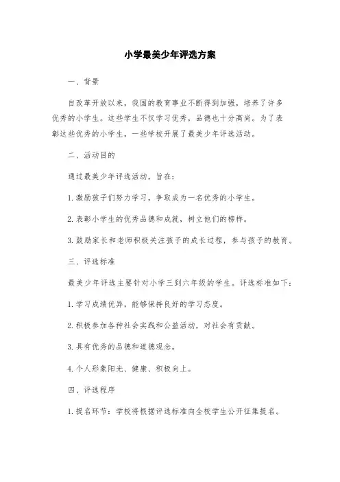 小学最美少年评选方案
