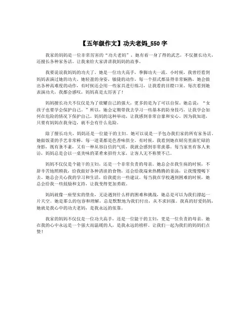 【五年级作文】功夫老妈_550字