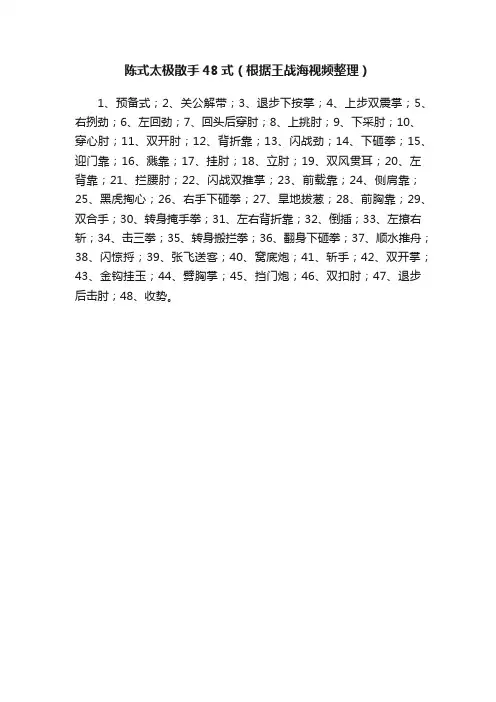 陈式太极散手48式（根据王战海视频整理）