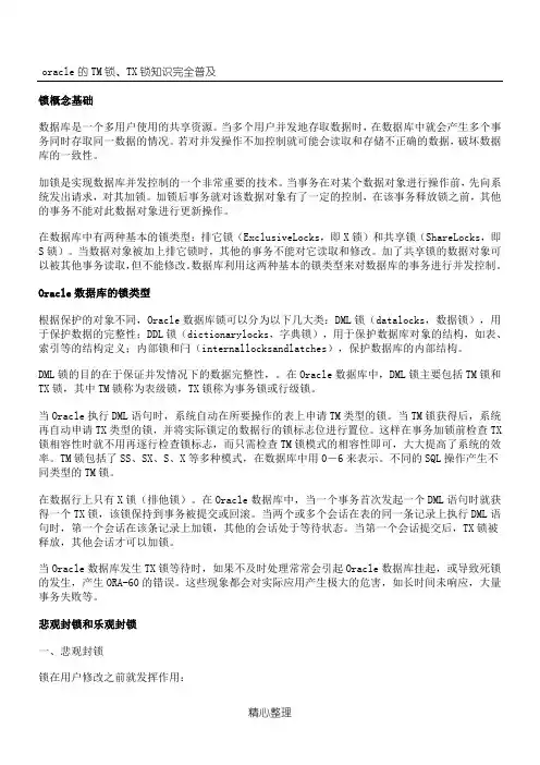 oracle的TM锁、TX锁知识完全普及