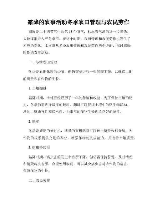 霜降的农事活动冬季农田管理与农民劳作