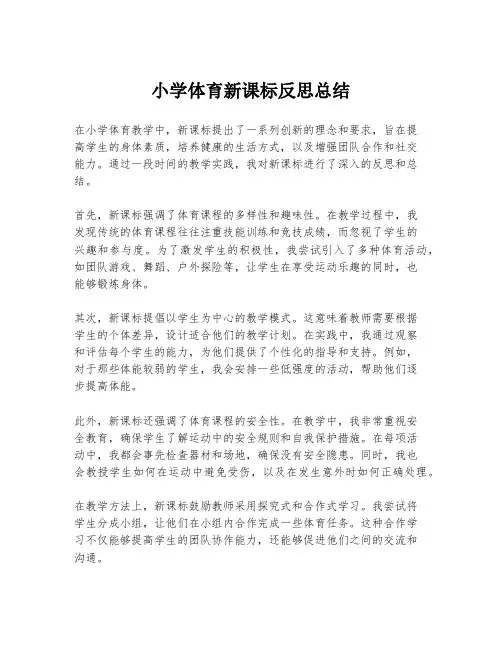 小学体育新课标反思总结