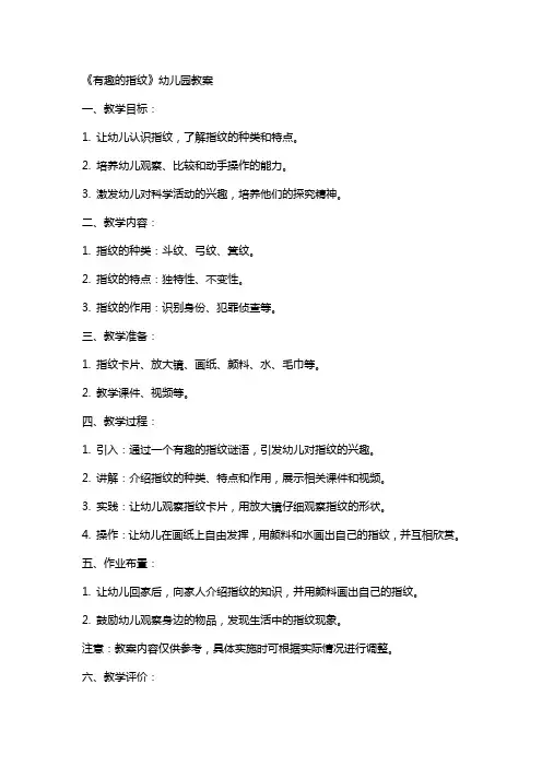 《有趣的指纹》幼儿园教案