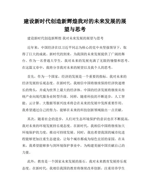 建设新时代创造新辉煌我对的未来发展的展望与思考