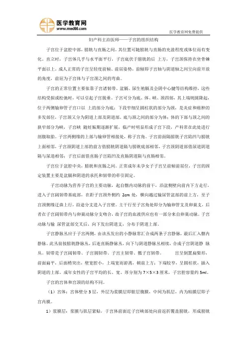 妇产科主治医师考试——子宫的组织结构