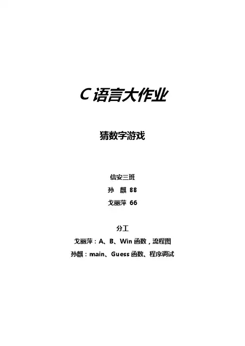 C语言大作业报告
