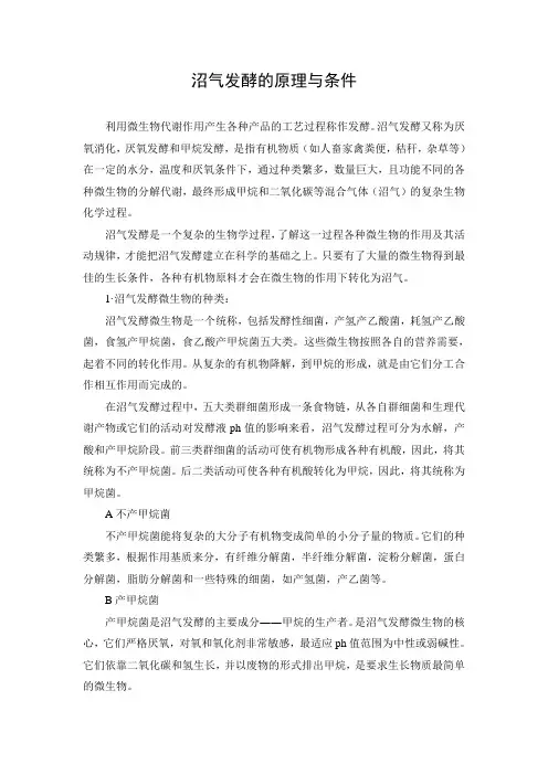 沼气发酵的原理与条件